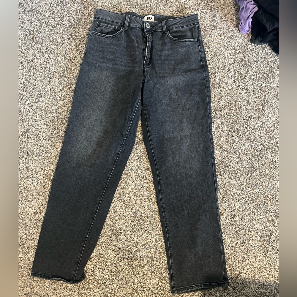 SO Women's 90s Straight Leg Black Jeans